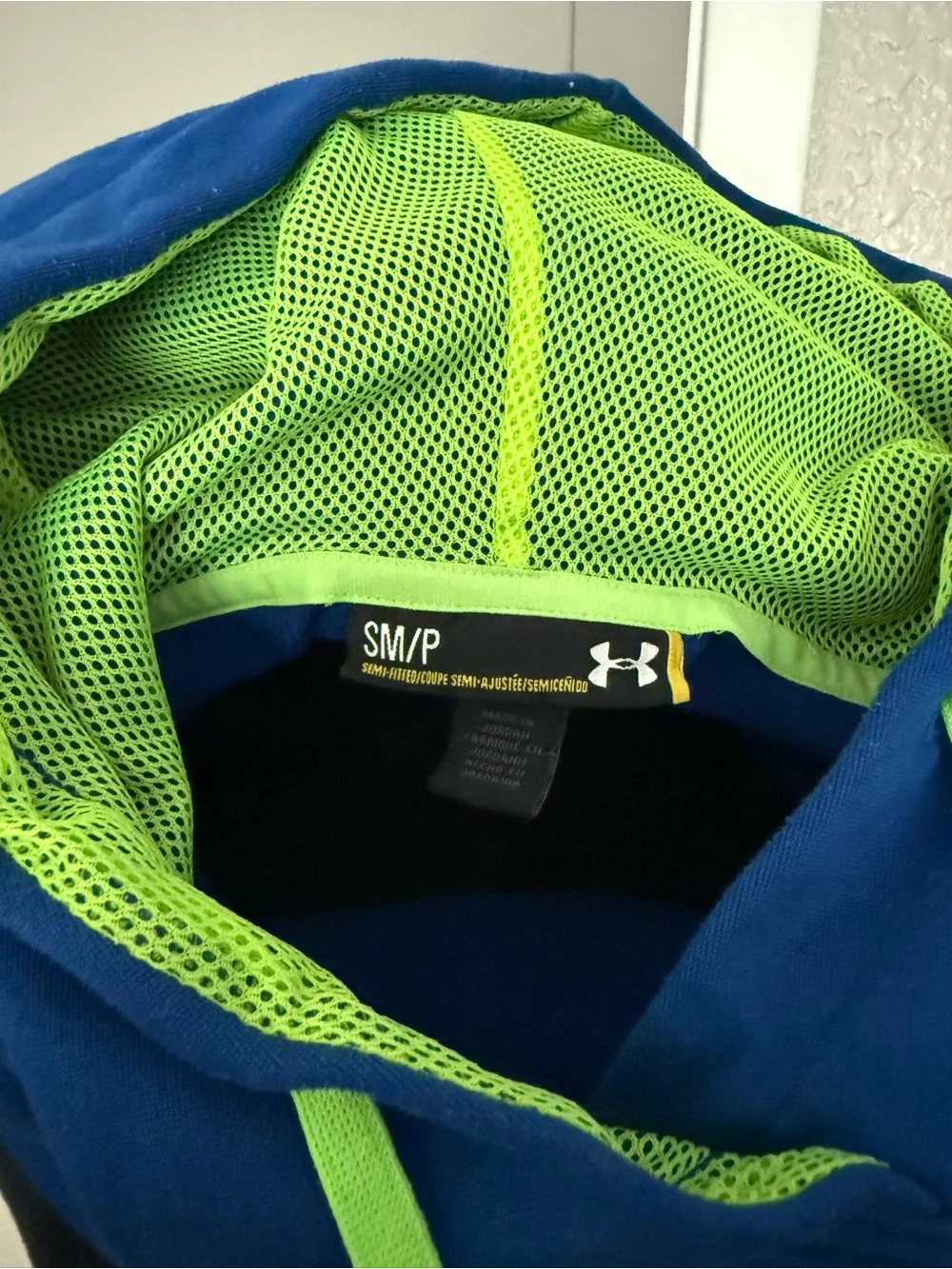Under Armour Royal Blue Hoodie with Neon Green Logo